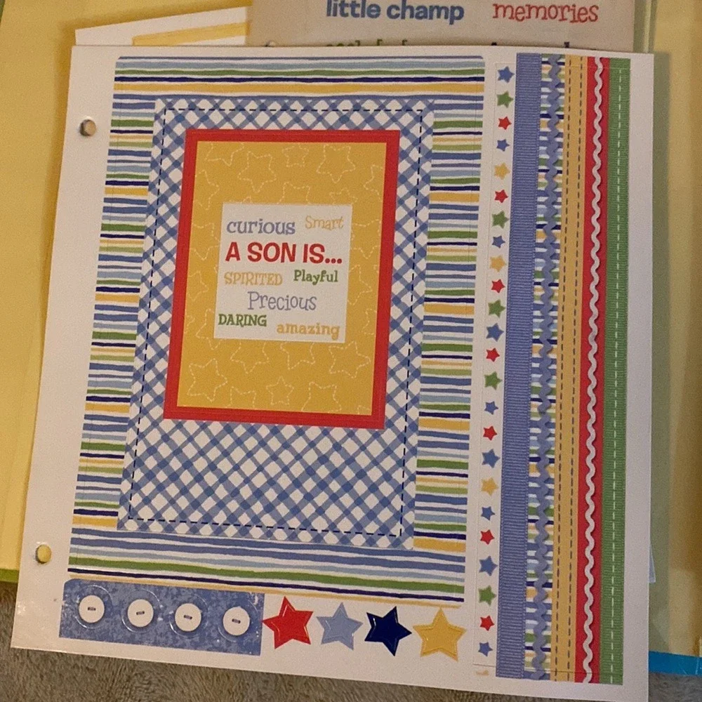 NEW Marcella by K School Scrapbook Kit 8.5x8.5 Boy K-5 Stickers 20 Pages +Extras